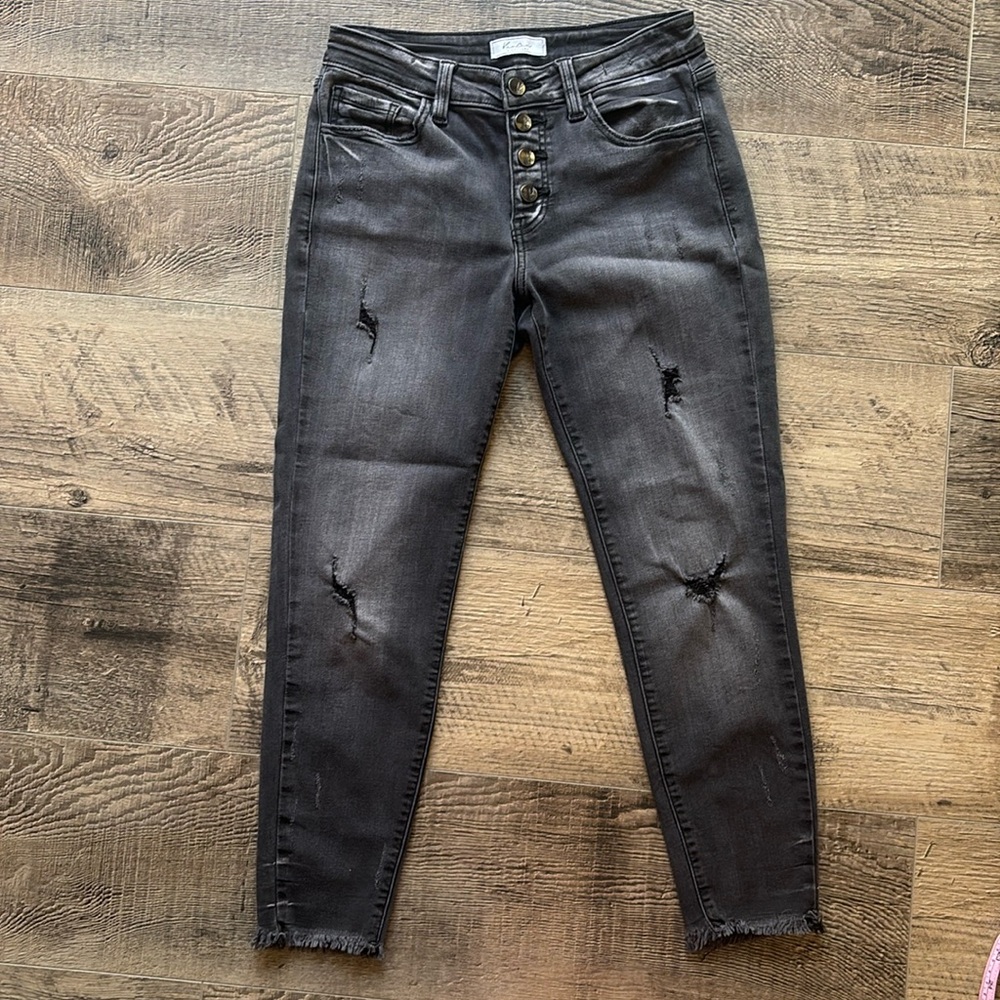 KANCAN Faded Black Ankle Skinny Jeans - Midi Rise Size 27